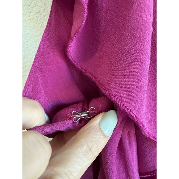 Jenny Han Women's Pink Silk Dress One Shoulder Ruffle Accent Small - Picture 8 of 13